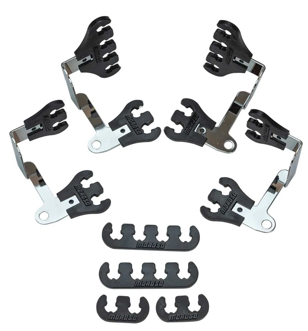 72174 – MOROSO Spark Plug Wire Separator, 7 Millimeter - 9 Millimeter Wire Two Right-Side And Two Left-Side Chrome Pl...